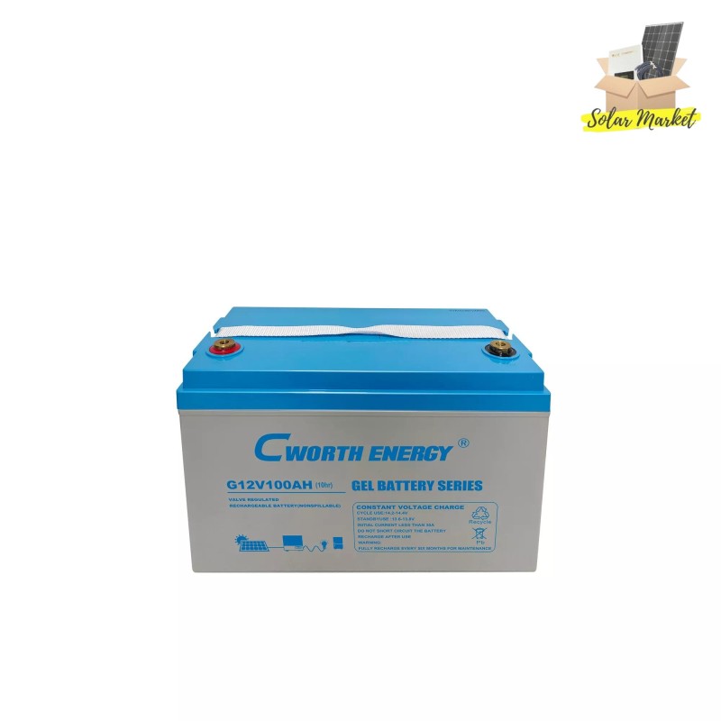 Cworth Deep Cycle Gel Battery: 100Ah 12V for Reliable Solar Power (Safe & Long-Lasting)