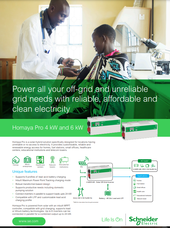 Schneider Homaya Pro 4 kW & 6 kW | Advanced Solar Home Systems | IMEX Solutions Uganda