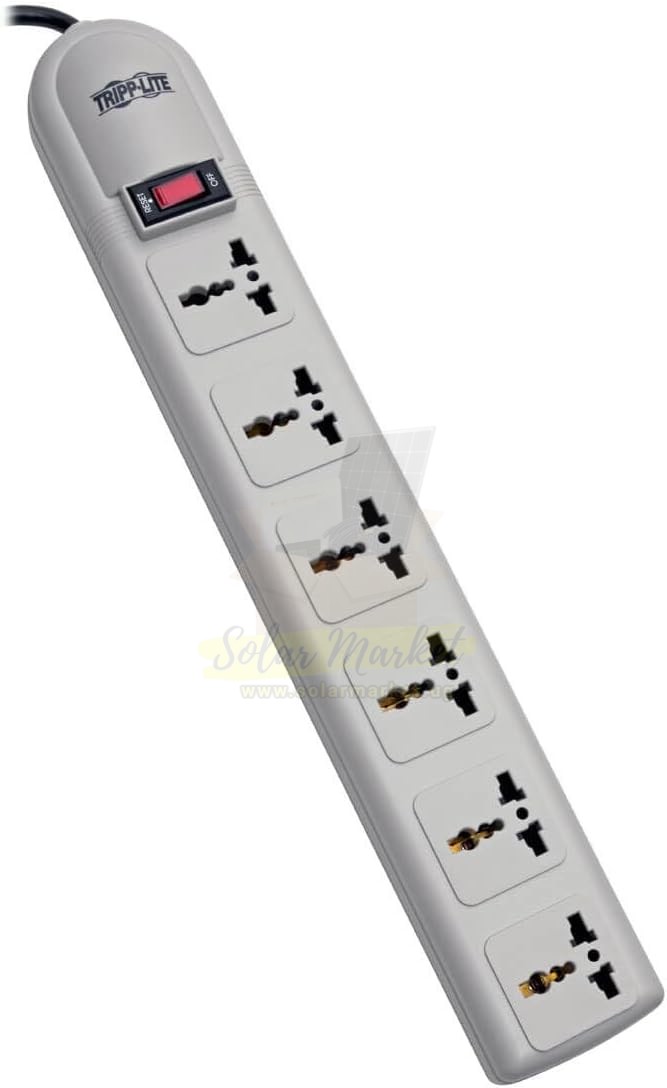 Tripp Lite 230V 6-Outlet Surge Protector Power Strip – 1.8M Cord, British Plug, 750 Joules | Model: SUPER6OMNIB