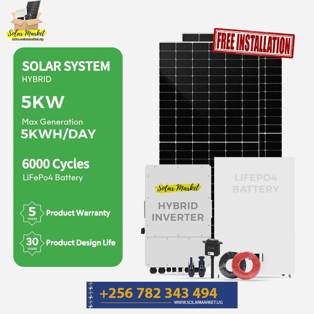 5KWH Complete Hybrid Solar Power System with 5KWH Lithium Battery - Free Installation